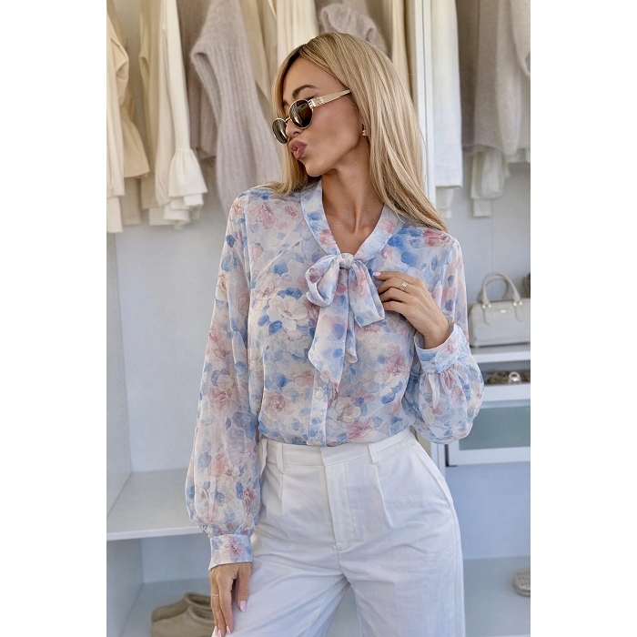 Scarpy creation my chemise col lavalliere yl bleu