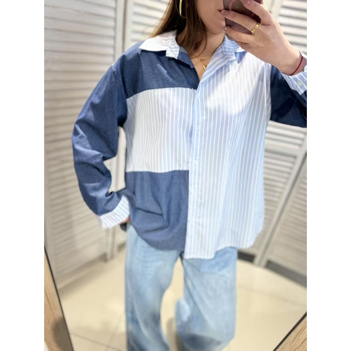 Scarpy creation my chemise bicolors yl bleu