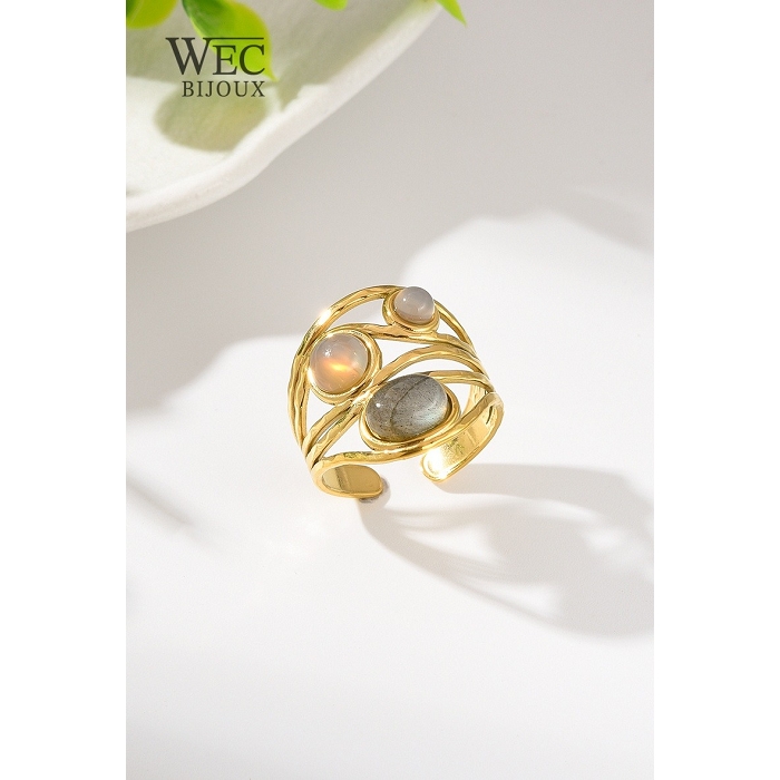 Scarpy creation bague pierre gris