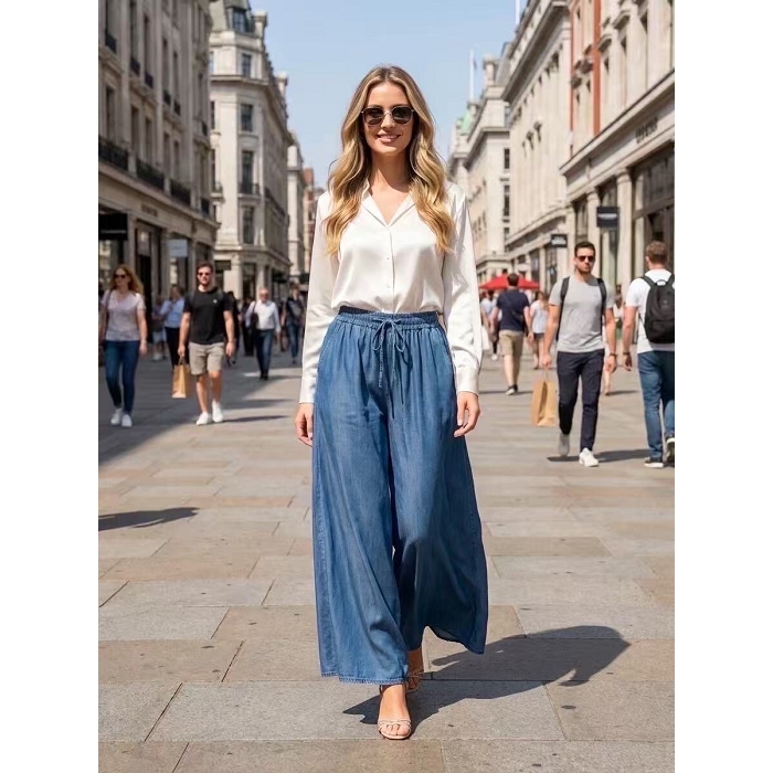 Scarpy creation pantalon jupe culotte bleu