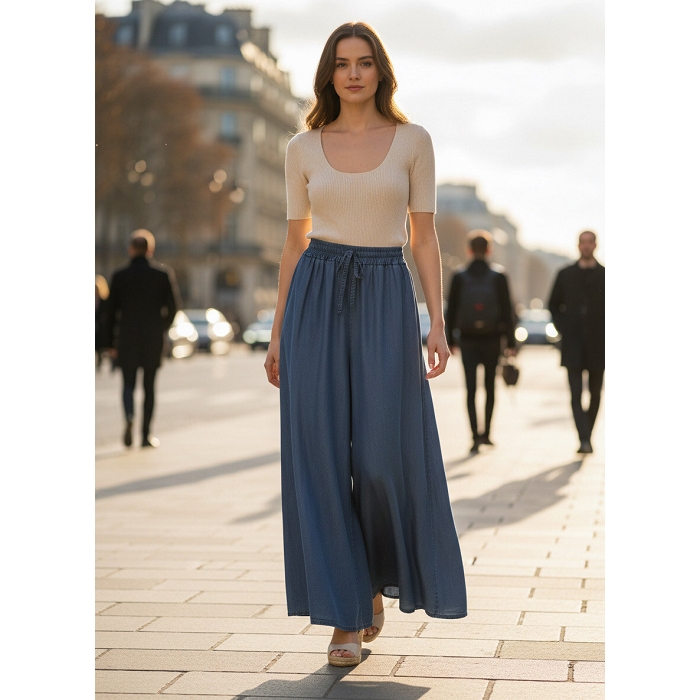 Scarpy creation pantalon jupe culotte bleu4941201_4