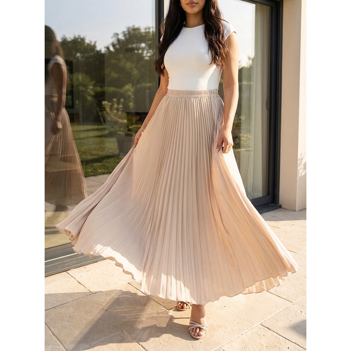 Scarpy creation my jupe longue en mousselin yl beige