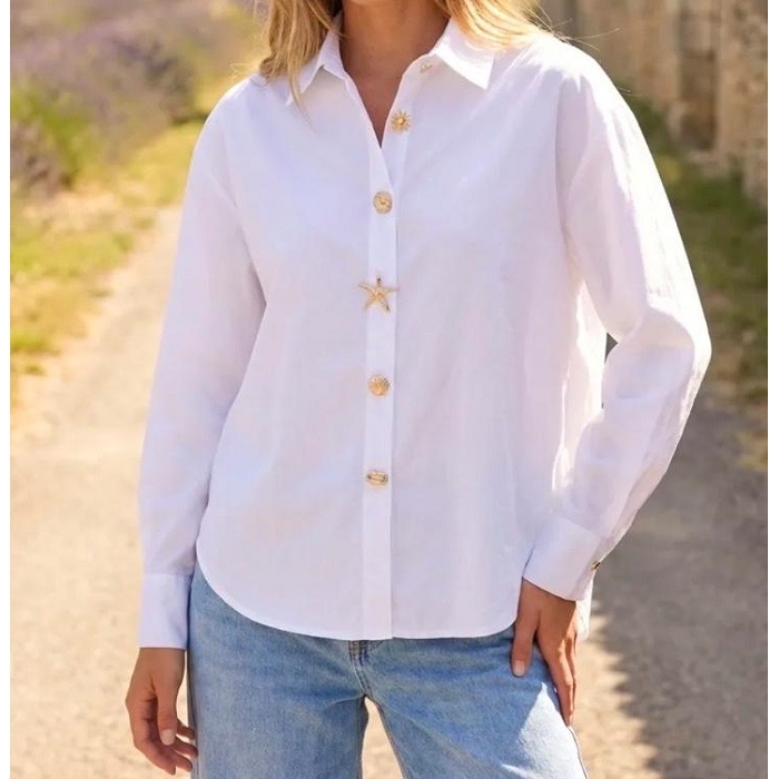 Scarpy creation my chemise boutons coquillages yl blanc4942101_3