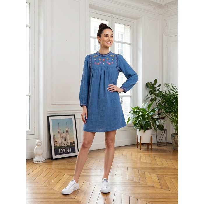 Scarpy creation my robe col floral yl bleu4942501_2