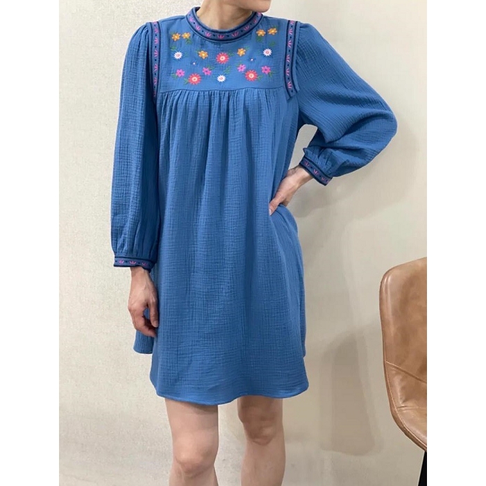 Scarpy creation my robe col floral yl bleu4942501_5