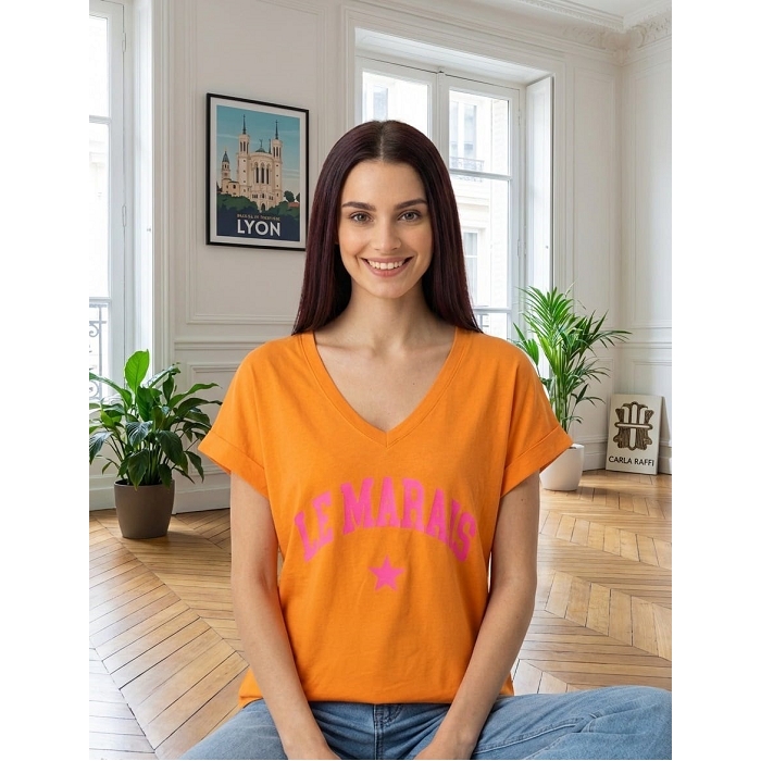 Scarpy creation my chandail t shirt le marais yl orange4942702_5
