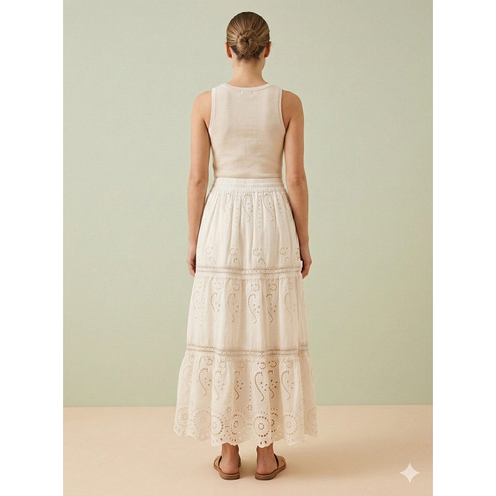Scarpy creation jupe longue broderie beige4954401_3