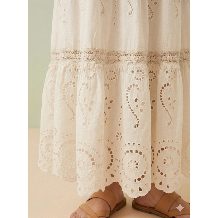 Scarpy creation jupe longue broderie beige4954401_6