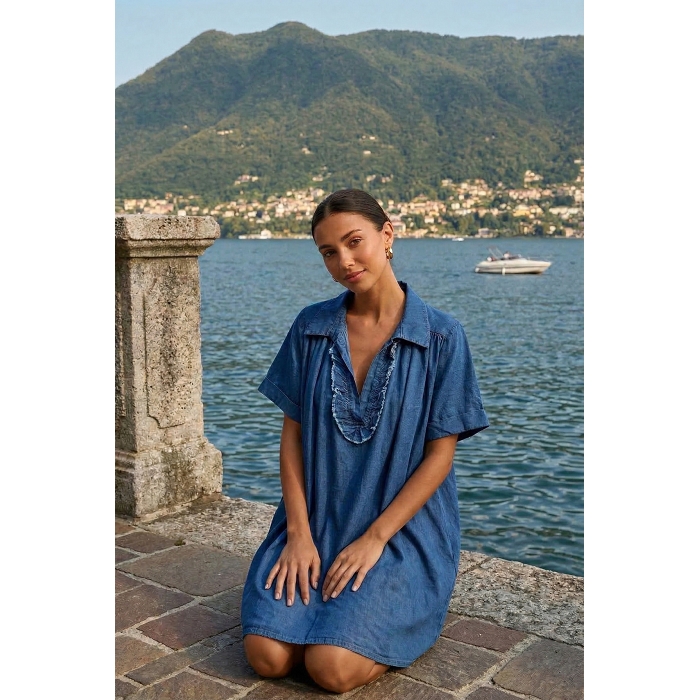 Scarpy creation my robe genoux tencel yl bleu4954801_5