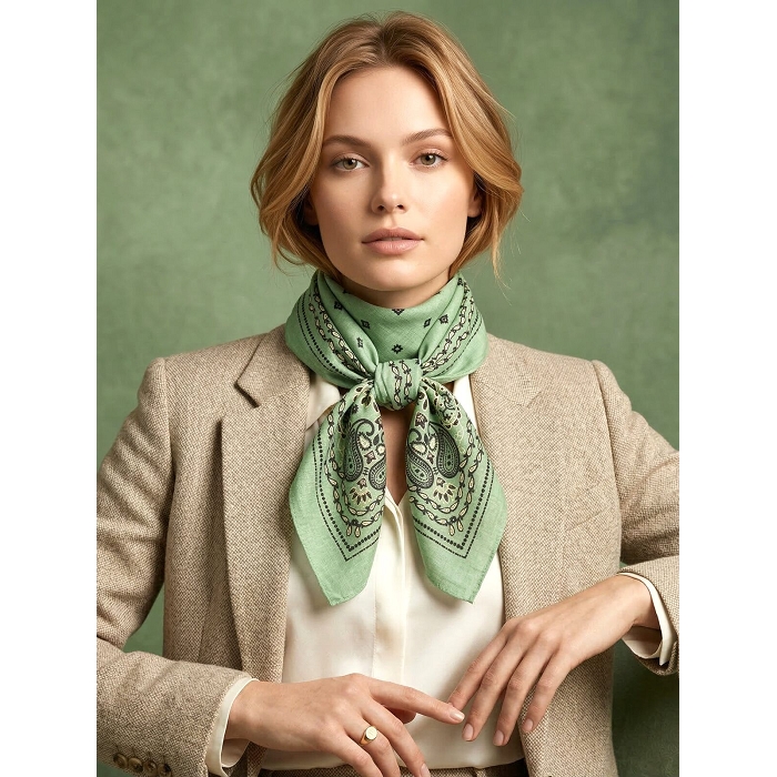 Scarpy creation my foulard carre imprime yl vert4955501_4