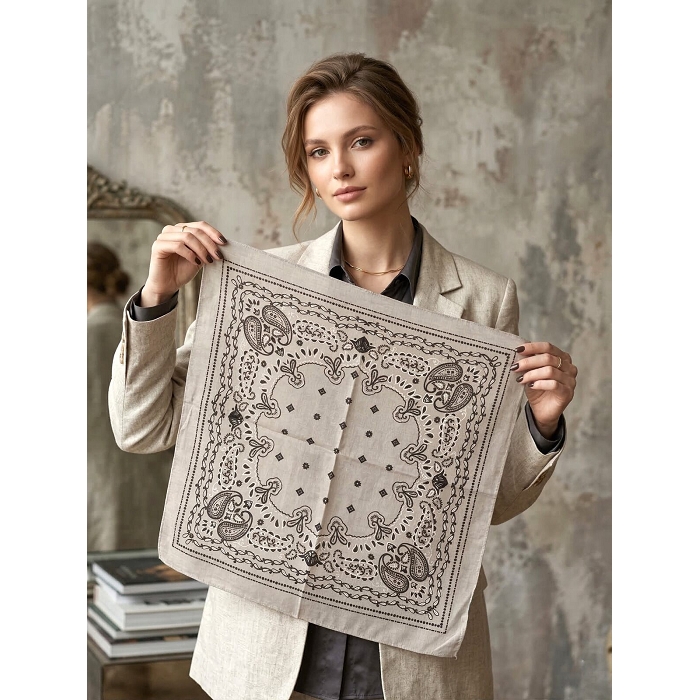 Scarpy creation my foulard carre imprime yl gris