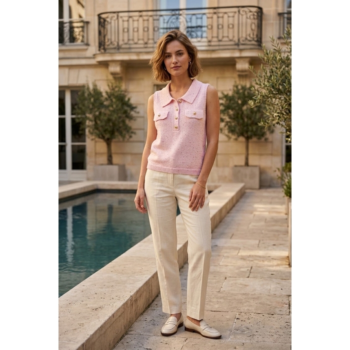 Scarpy creation gillet col polo rose4976103_4