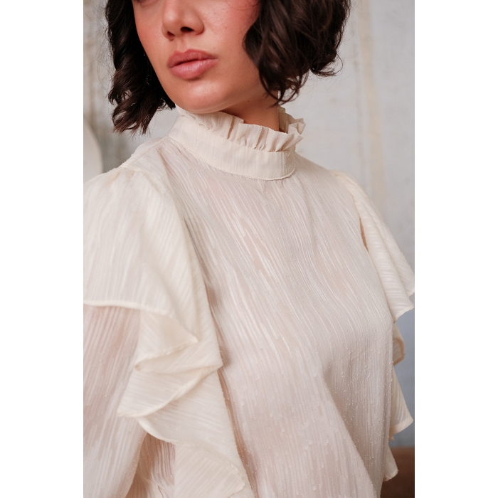 Scarpy creation blouse fluide volant beige4977301_4