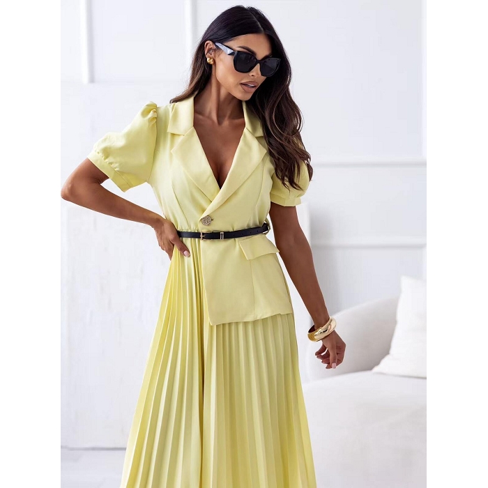 Scarpy creation robe blazer plissee jaune