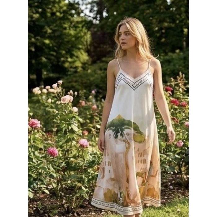 Scarpy creation robe paysage ete beige