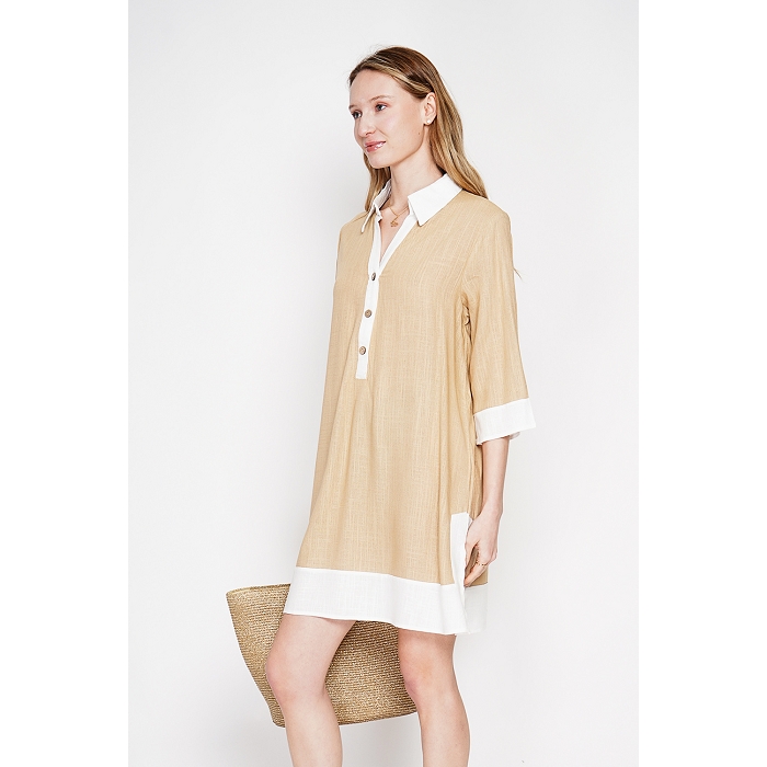 Scarpy creation robe chemise bi color marron4982501_3