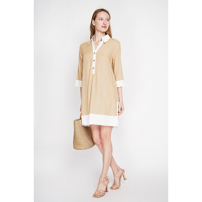 Scarpy creation robe chemise bi color marron4982501_5