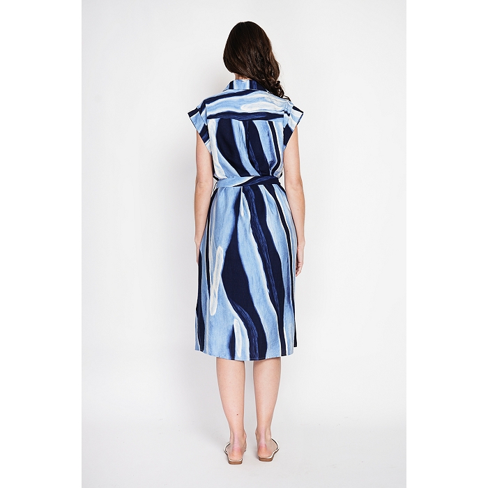 Scarpy creation robe chemise bouton ceinture bleu4982601_4
