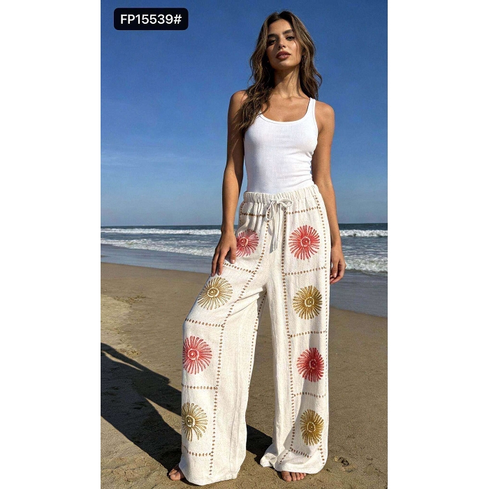 Scarpy creation pantalon motifs floraux beige4982801_3