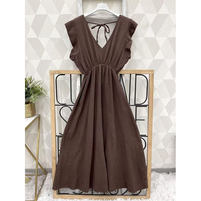 Scarpy creation my robe longue col v yl marron4984503_3