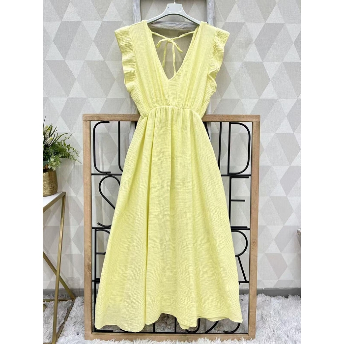 Scarpy creation my robe longue col v yl jaune4984506_3