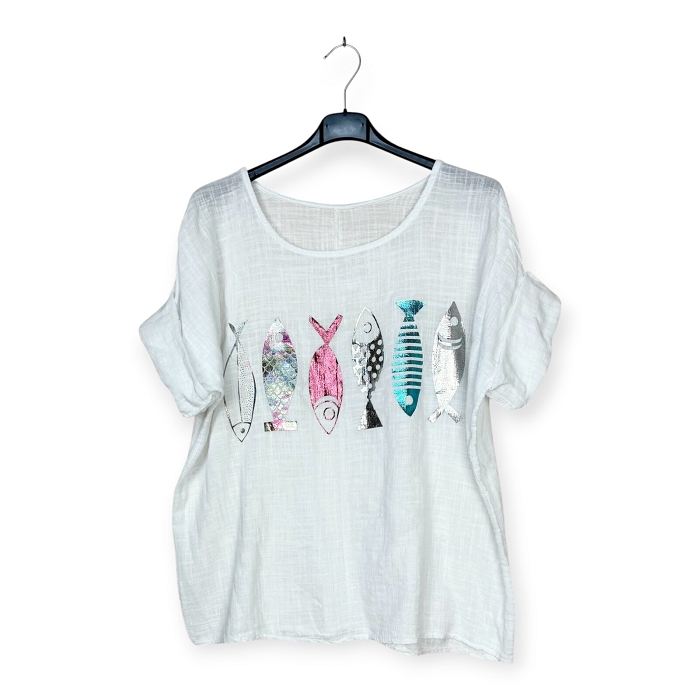 Scarpy creation my top coton  poisson yl blanc4984702_5