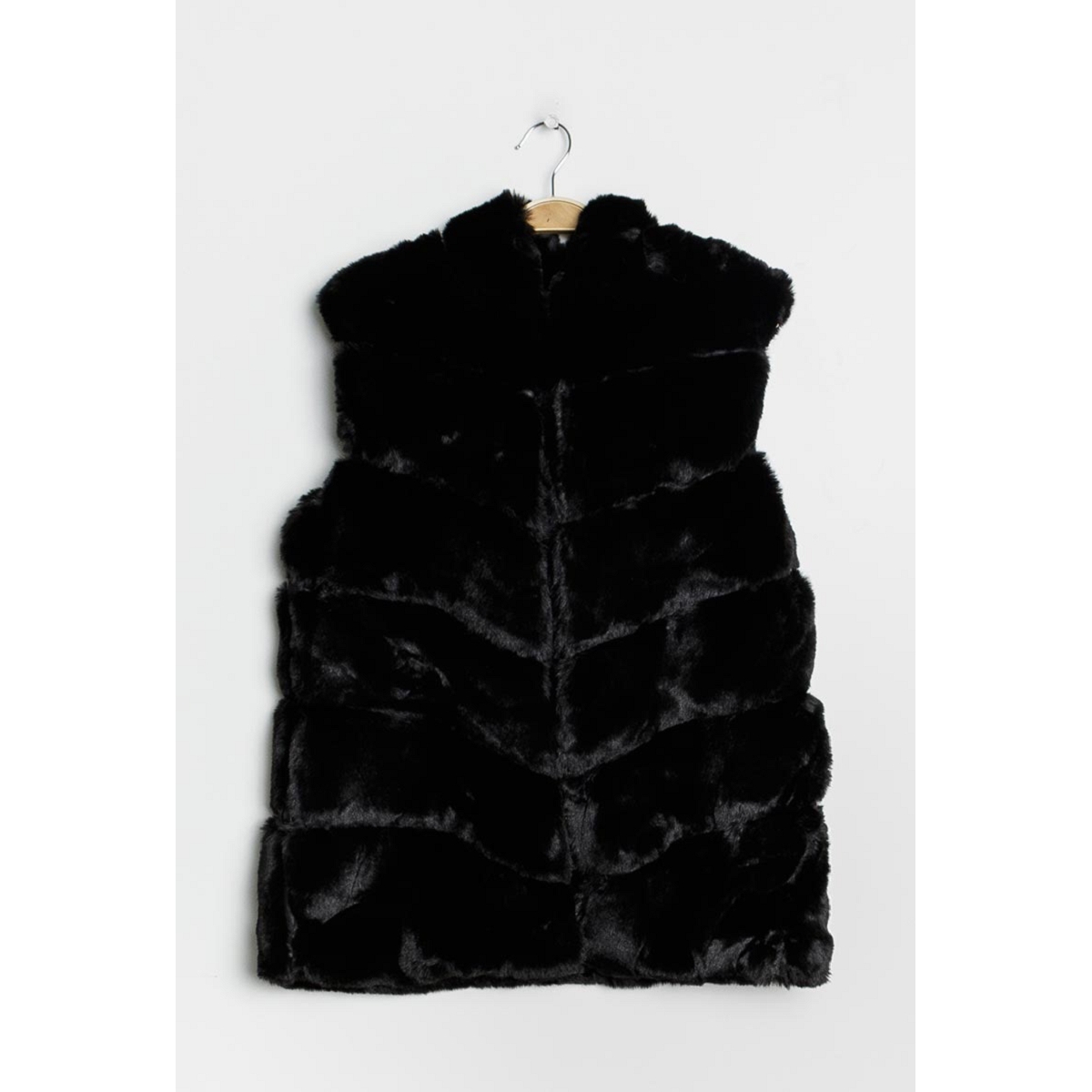 gilet fausse fourrure noire