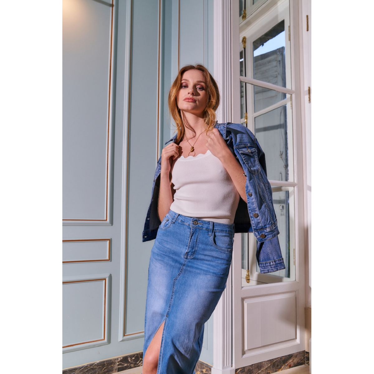 SCARPY Scarpy creation ete sport my liliana jupe longue jeans yl bleu vet femme